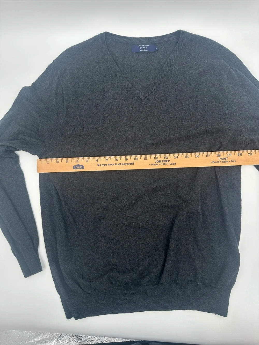 J.Crew Mens Cotton Cashmere V Neck Sweater Charcoal Black 17736 Large L